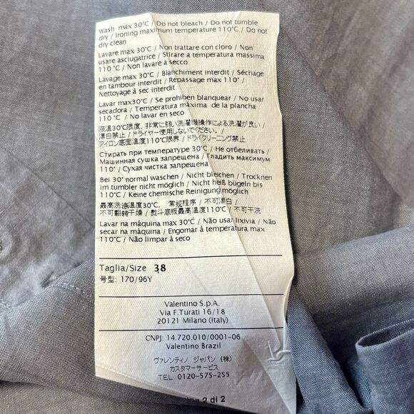 Valentino Tailored Fit Blue Button Up Shirt Men's Size 38-15 Medium Work Casual - Picture 10 of 10